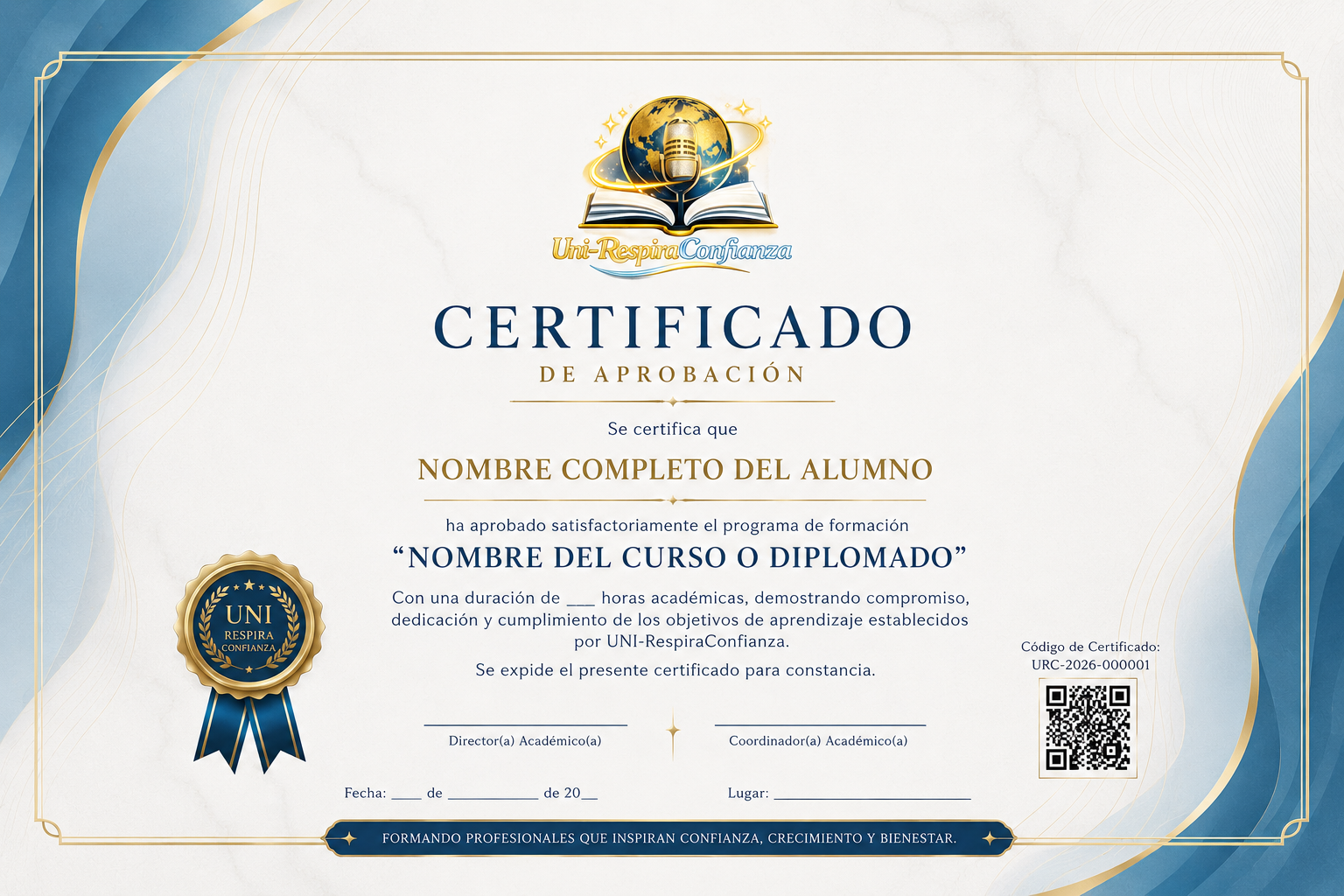 Certificado de curso de ejemplo
